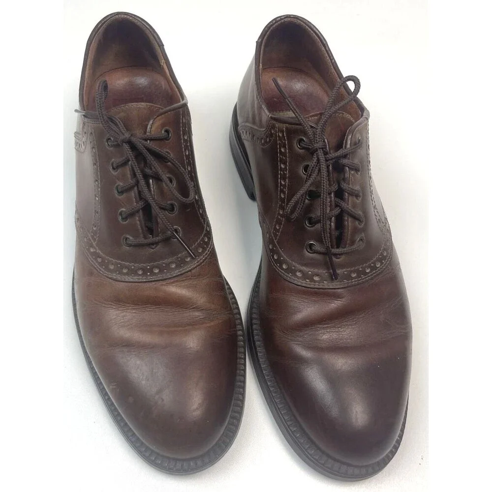 Johnston & Murphy Brown Leather Saddle Oxfords Size 10M #20-3806 Made in Italy